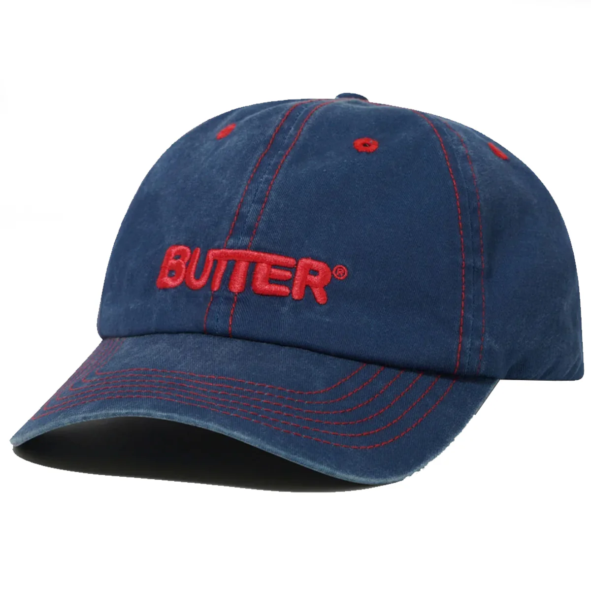 Butter Goods Rounded Logo 6 Panel Cap - Navy