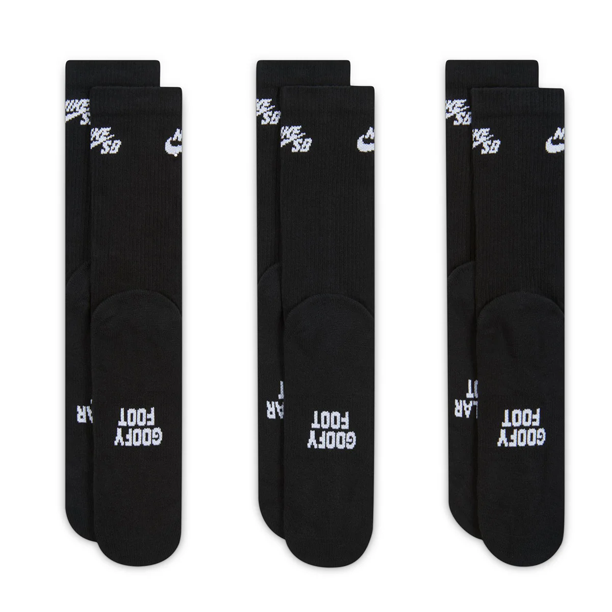 Nike SB Everyday Elevated 3-Pack Crew Sock - Black