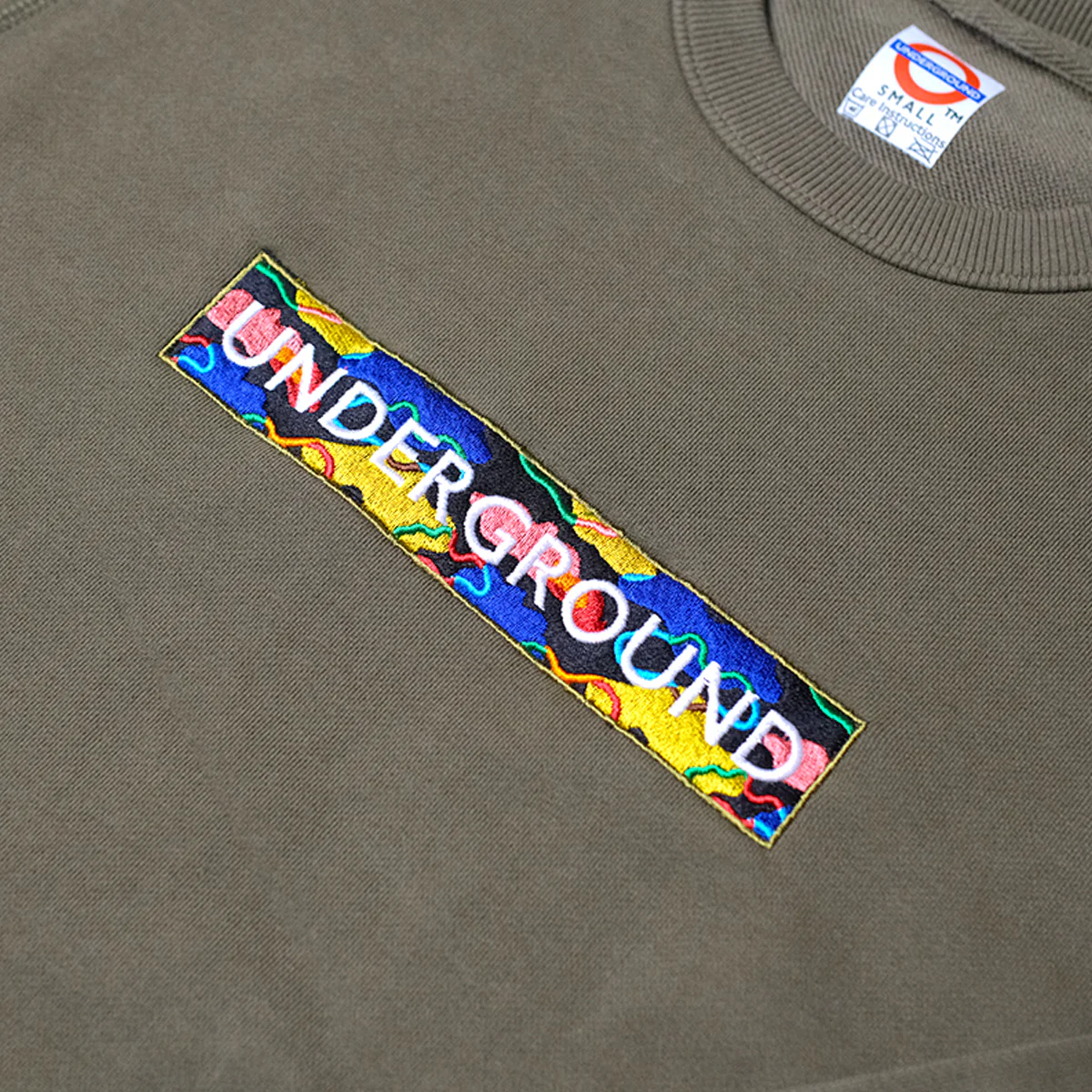 Underground Cloud Camo Box Logo Crew Neck - Army Green - Image 2
